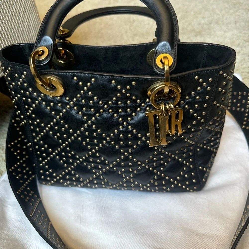 Lady Dior Black with Gold Studs Cannage Bag. Like new. Only used a few times. - Picture 12 of 14